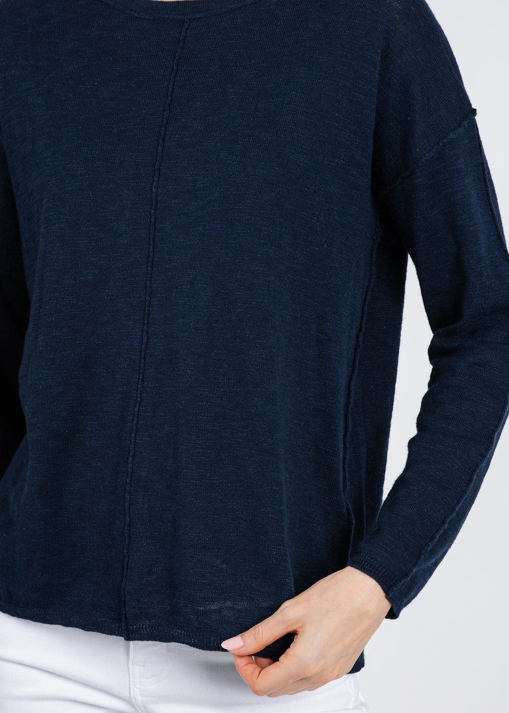 BK Slub Center Seam Long Sleeve Tee in Navy available at Barbara Katz