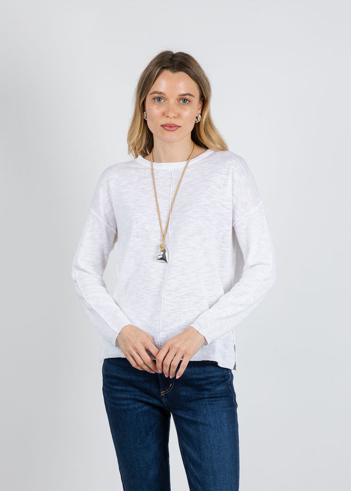 BK Slub Center Seam Long Sleeve Tee in White available at Barbara Katz