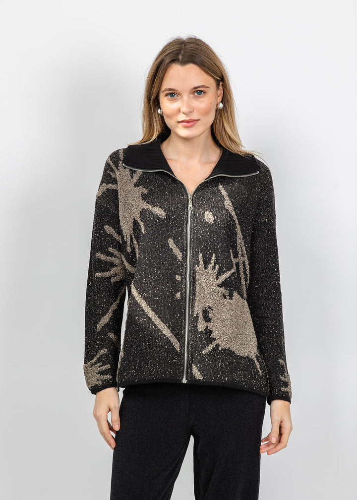 BK Splatter Zip Jacket in Taupe available at Barbara Katz