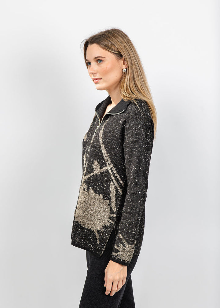 BK Splatter Zip Jacket in Taupe available at Barbara Katz