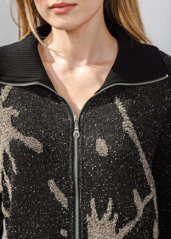 BK Splatter Zip Jacket in Taupe available at Barbara Katz