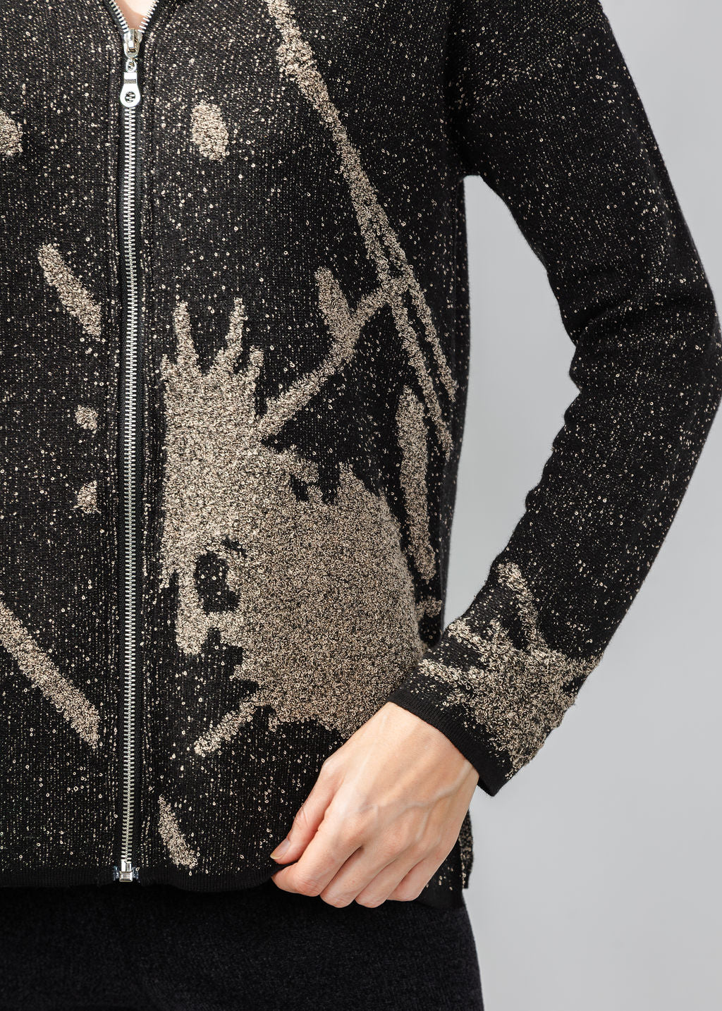 BK Splatter Zip Jacket in Taupe available at Barbara Katz