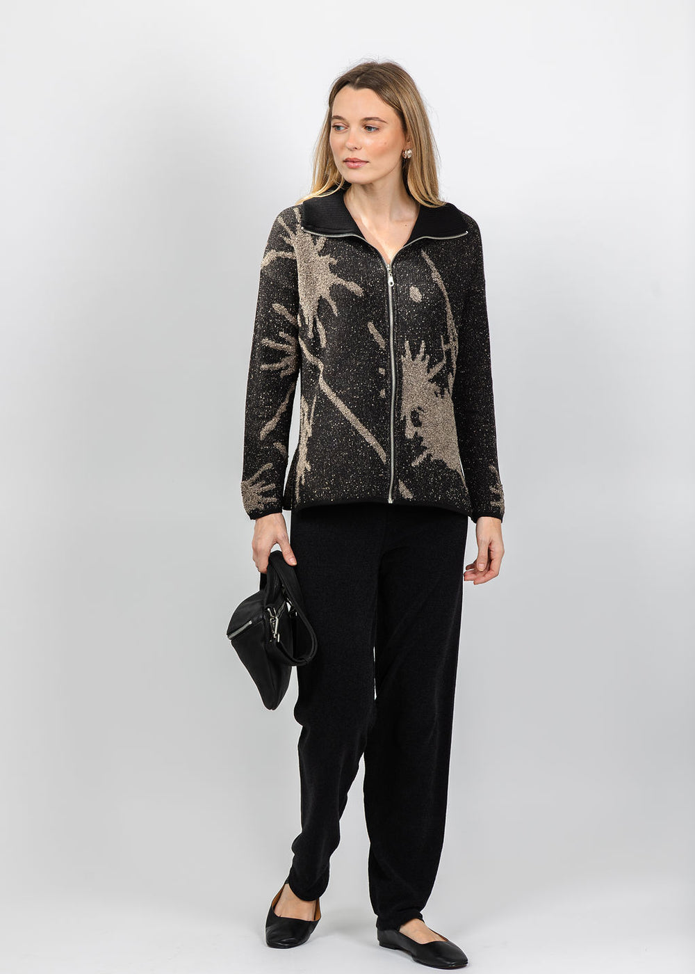 BK Splatter Zip Jacket in Taupe available at Barbara Katz