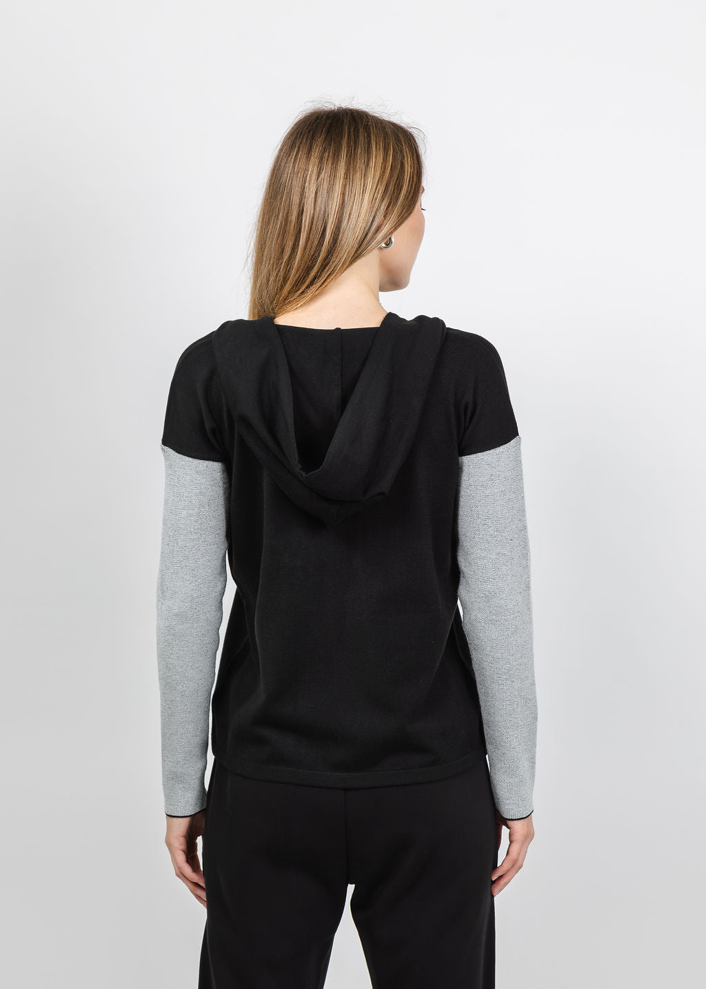 BK Stripe Hearts Zip Hoodie in Black/White available at Barbara Katz