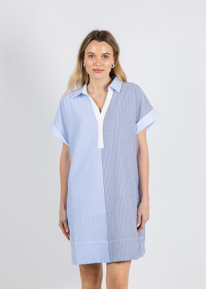 BK Striped Polo Dress in Blue available at Barbara Katz