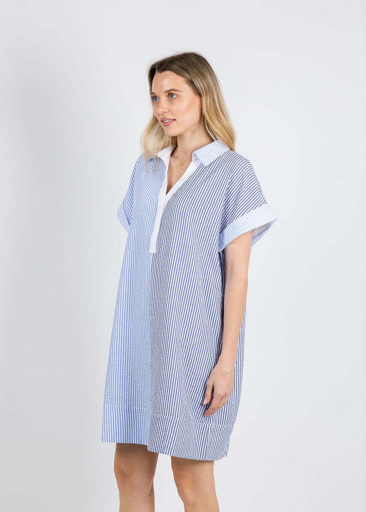 BK Striped Polo Dress in Blue available at Barbara Katz