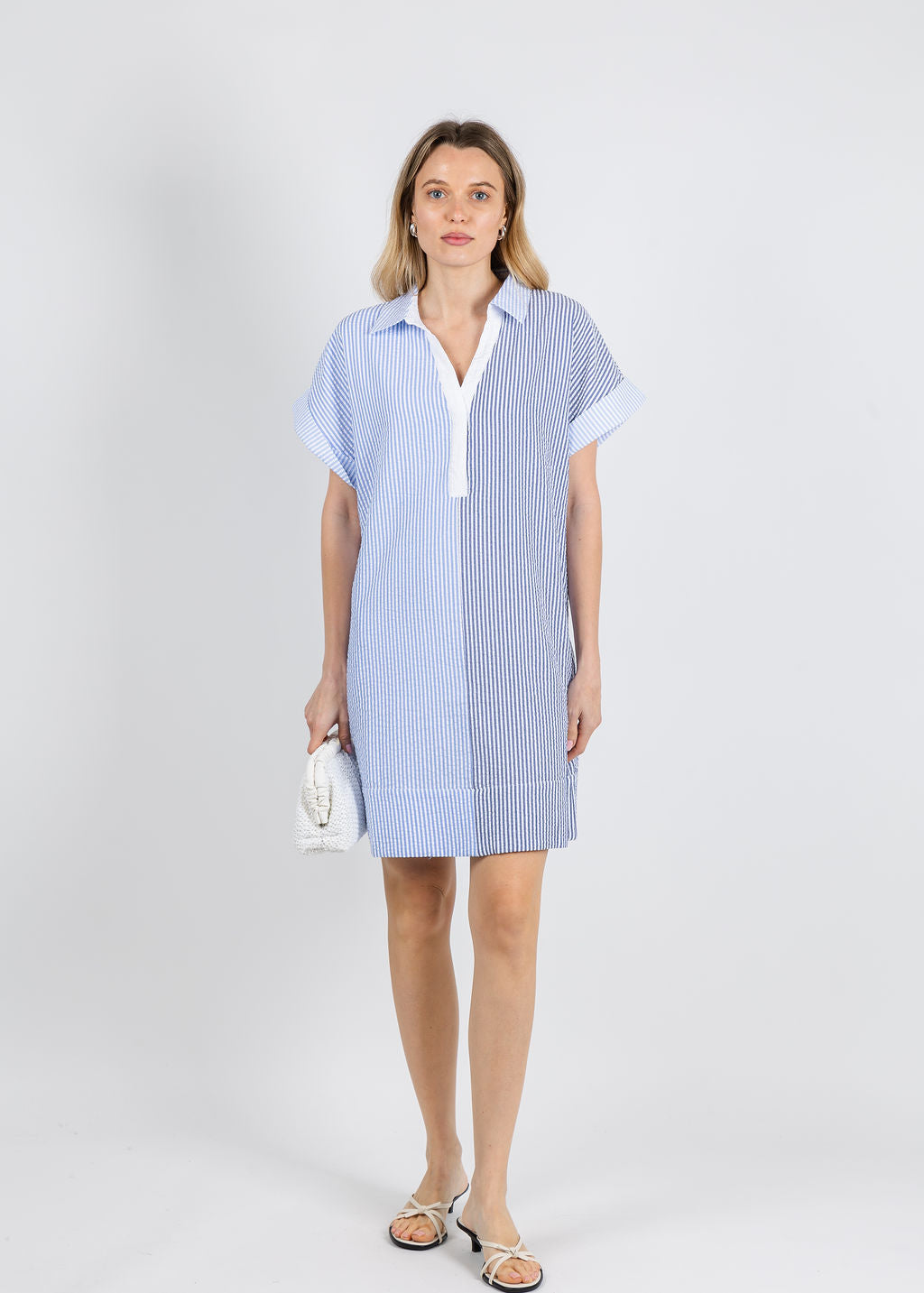 BK Striped Polo Dress in Blue available at Barbara Katz