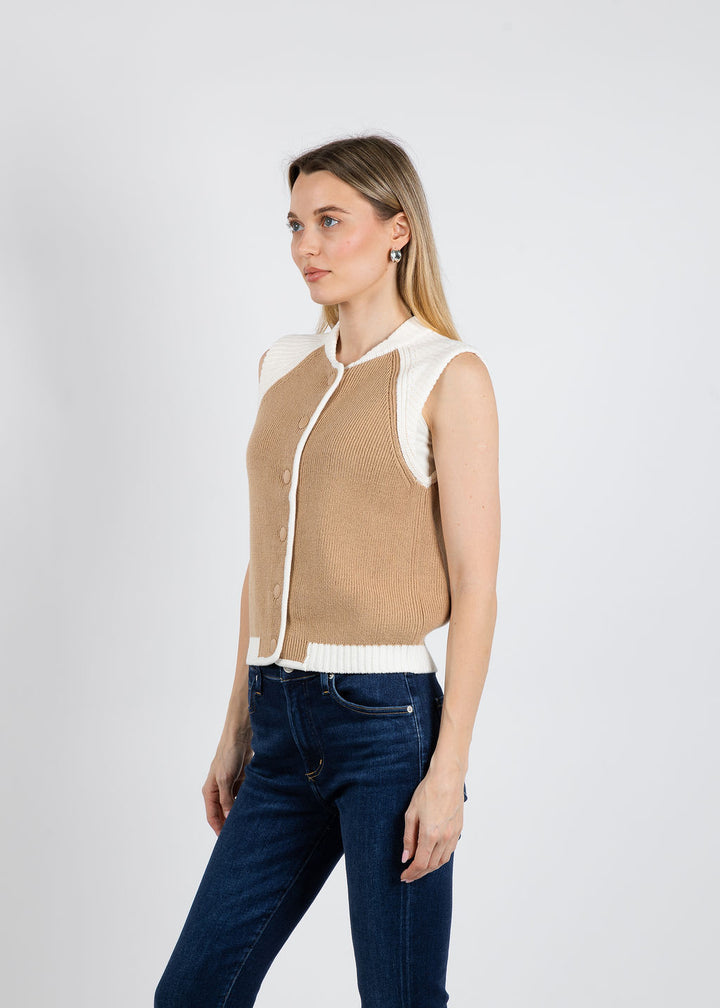 BK Sus Sleeveless Bomber Vest in Sand available at Barbara Katz