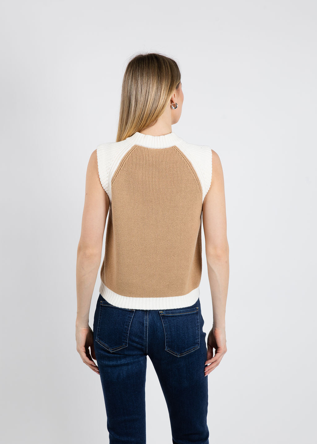 BK Sus Sleeveless Bomber Vest in Sand available at Barbara Katz
