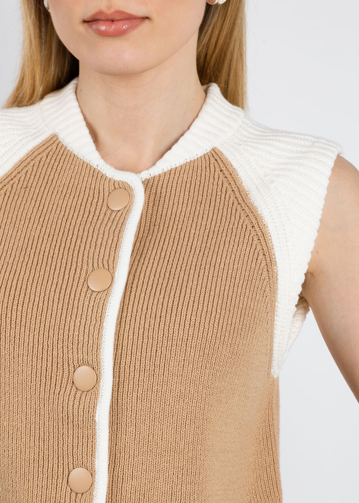 BK Sus Sleeveless Bomber Vest in Sand available at Barbara Katz