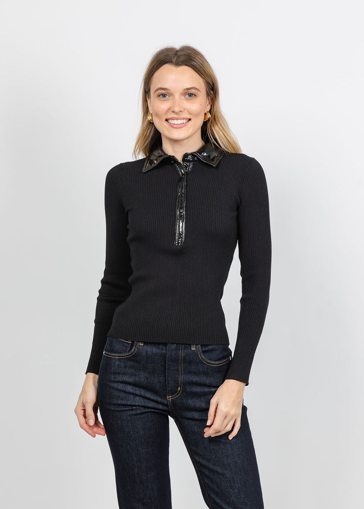 BK Tammy Ribbed Knit Top in Black available at Barbara Katz