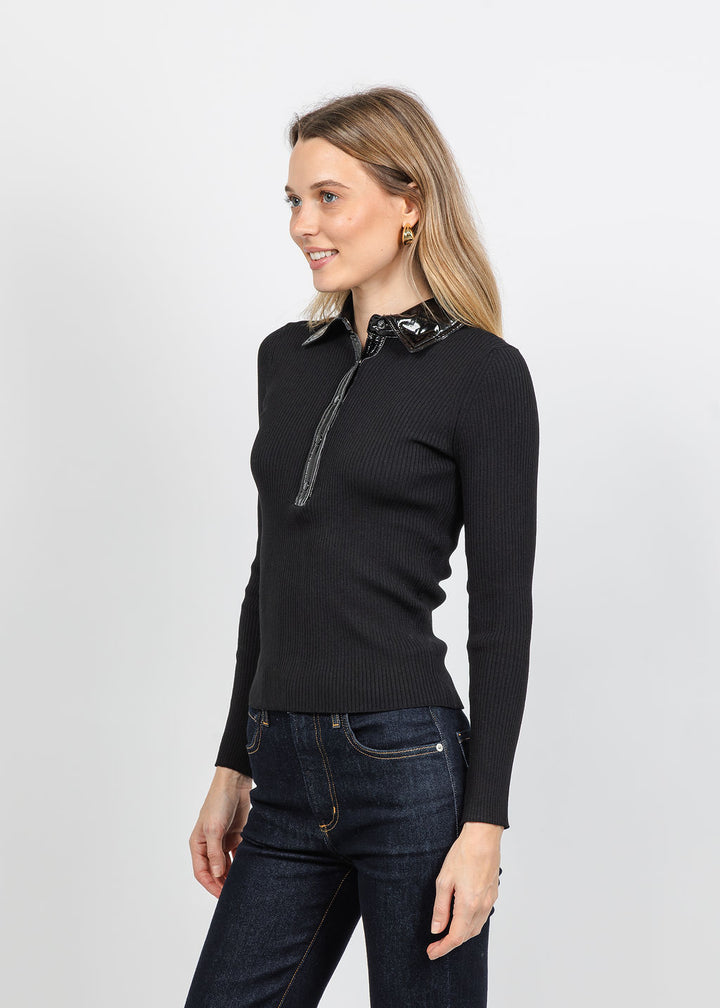 BK Tammy Ribbed Knit Top in Black available at Barbara Katz
