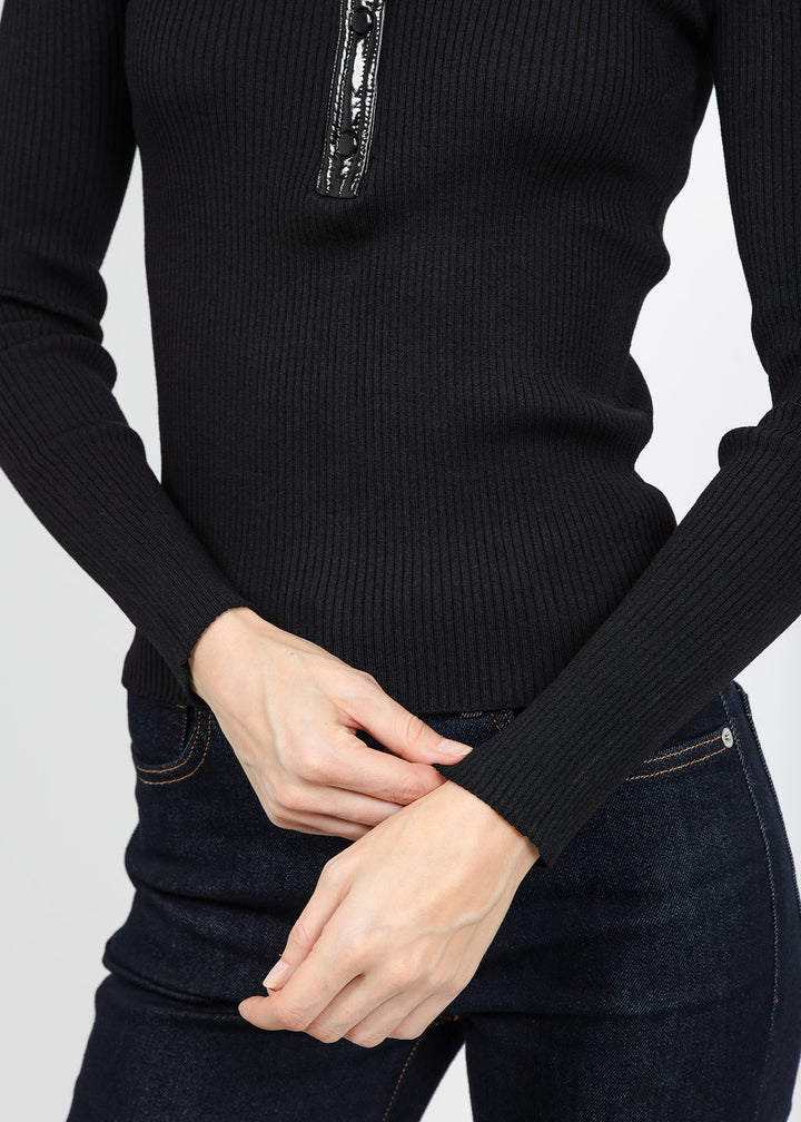 BK Tammy Ribbed Knit Top in Black available at Barbara Katz