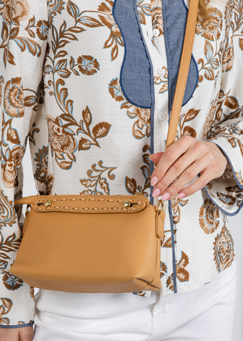 BK Top Handle Mini Tote Bag in Beige available at Barbara Katz