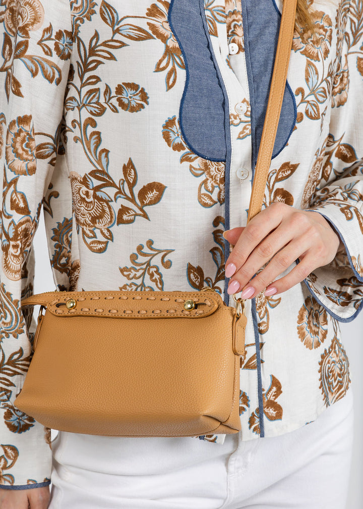 BK Top Handle Mini Tote Bag in Beige available at Barbara Katz