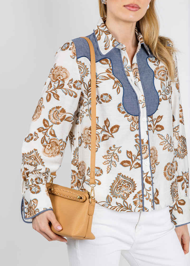 BK Top Handle Mini Tote Bag in Beige available at Barbara Katz