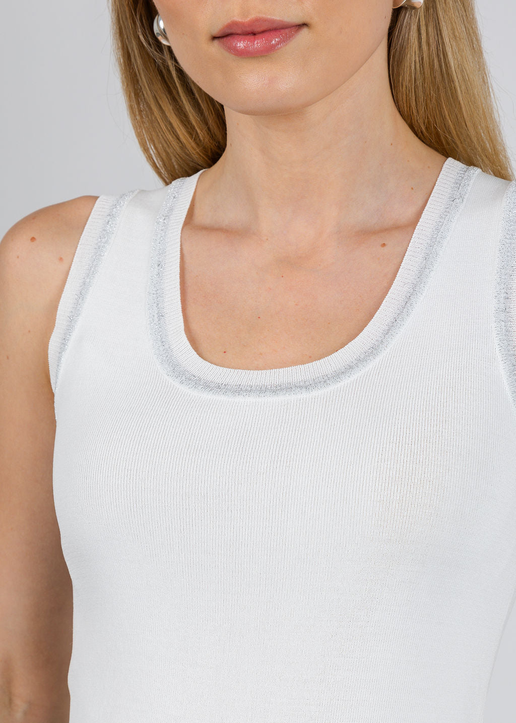 BK Trim Tank Top in White available at Barbara Katz