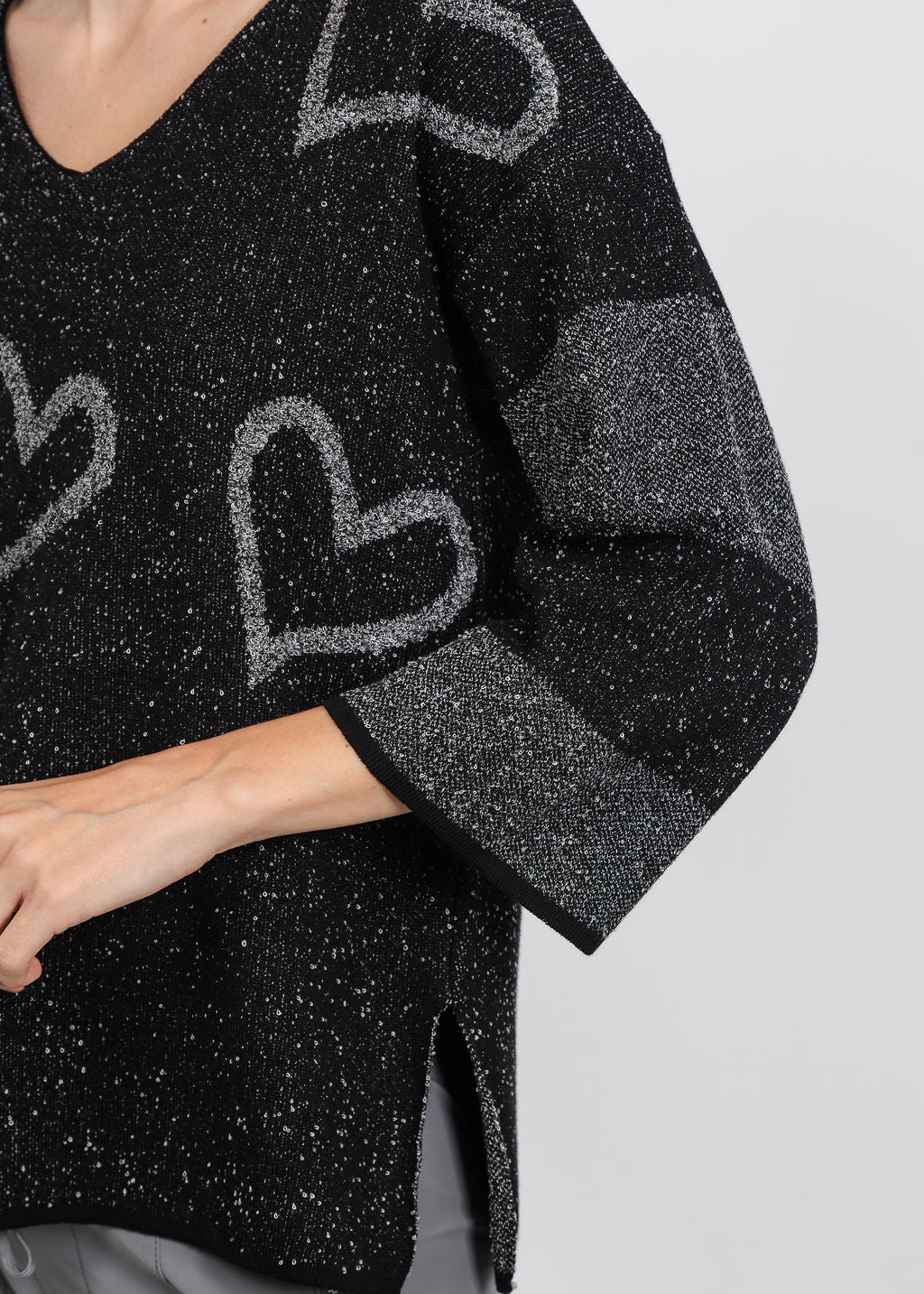 BK V-Neck Heart Tunic in Charcoal available at Barbara Katz