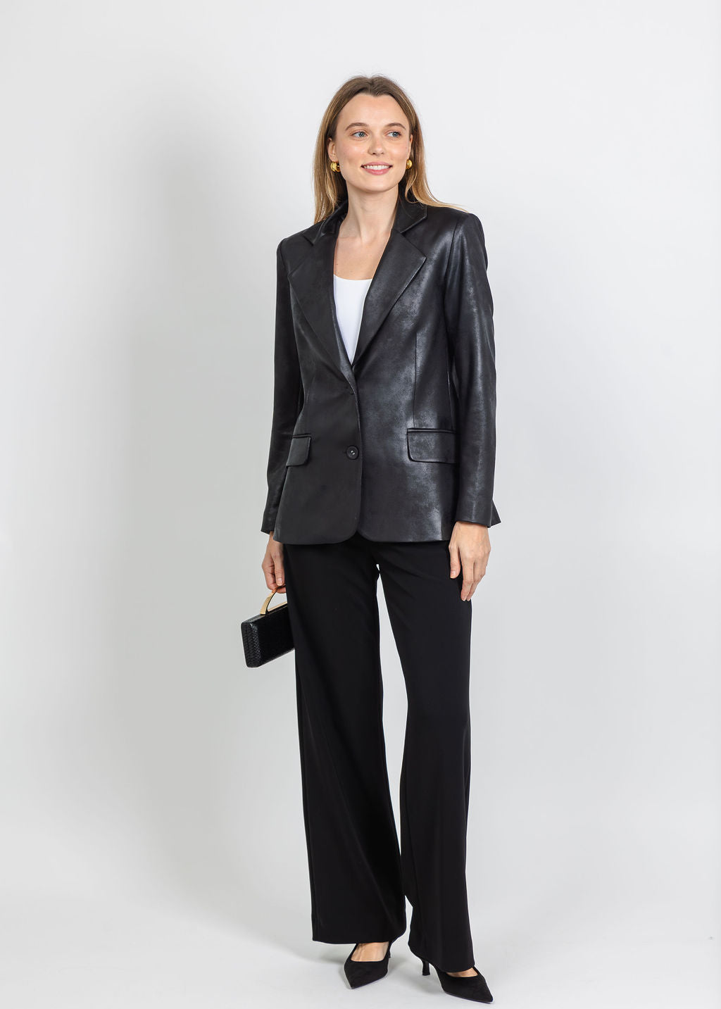 BK Vegan Blazer in Black available at Barbara Katz