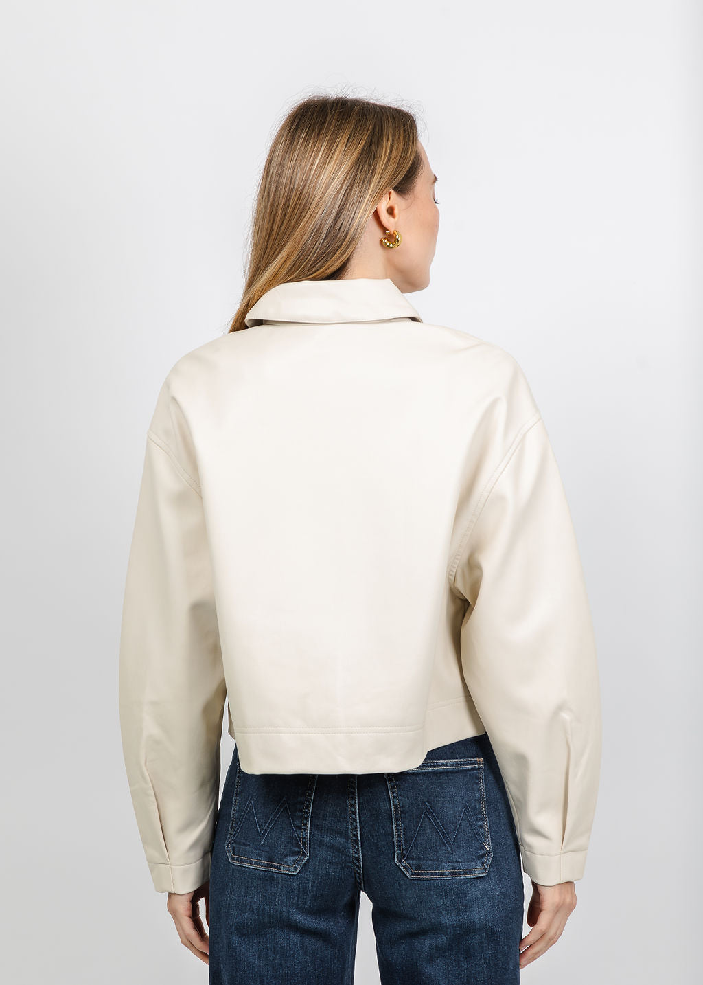 BK Vegan Leather Shacket in Birch available at Barbara Katz