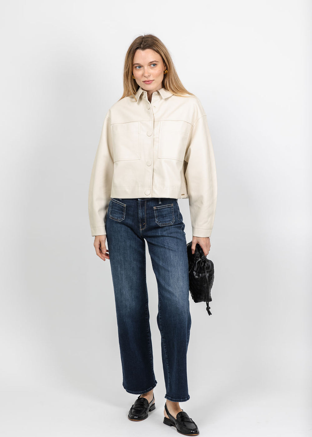 BK Vegan Leather Shacket in Birch available at Barbara Katz