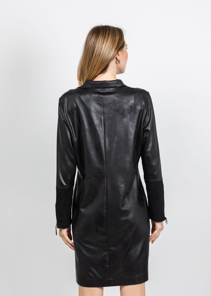 BK Vegan Zip Front Dress in Black available at Barbara Katz