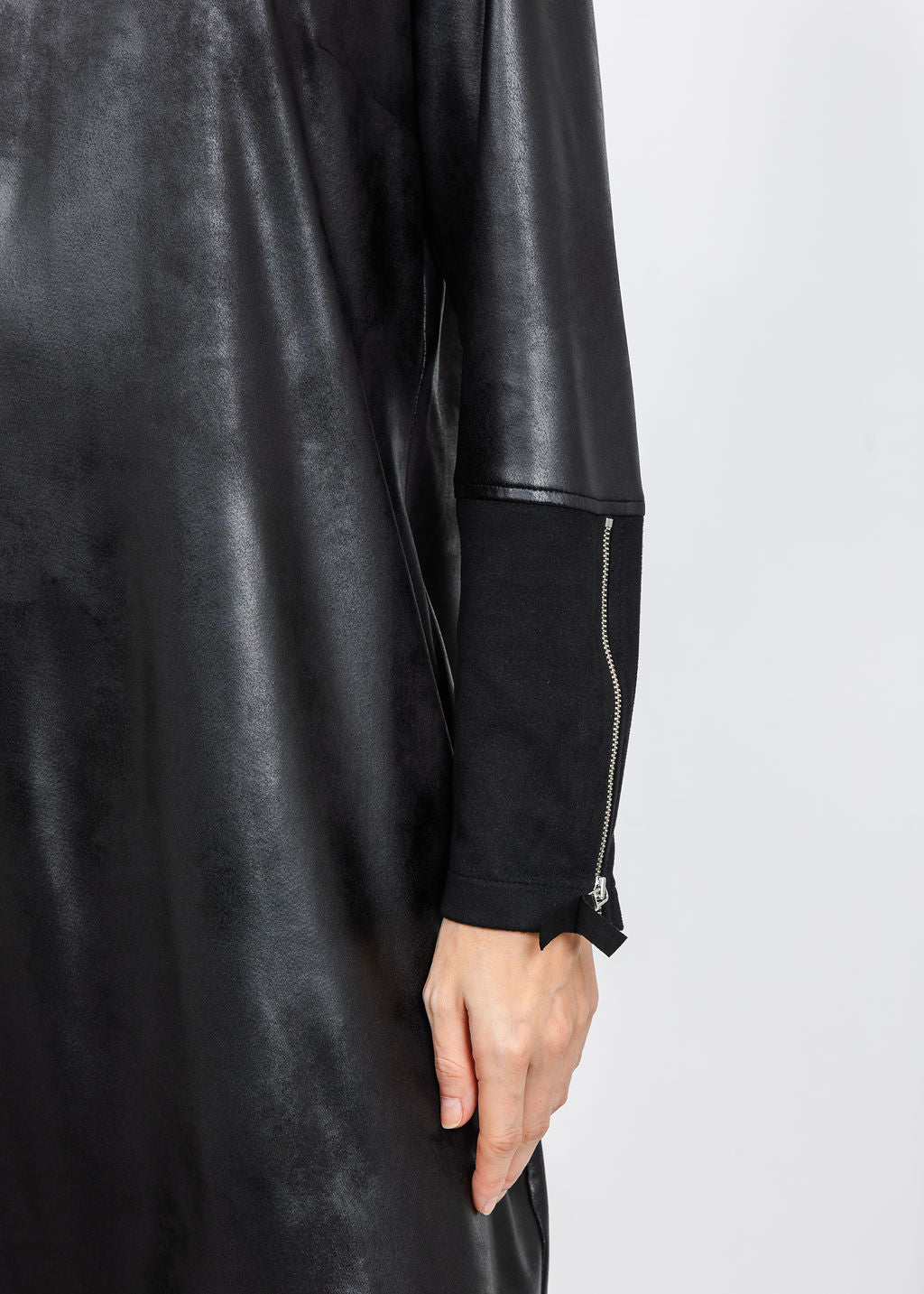 BK Vegan Zip Front Dress in Black available at Barbara Katz
