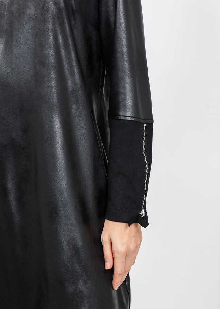 BK Vegan Zip Front Dress in Black available at Barbara Katz