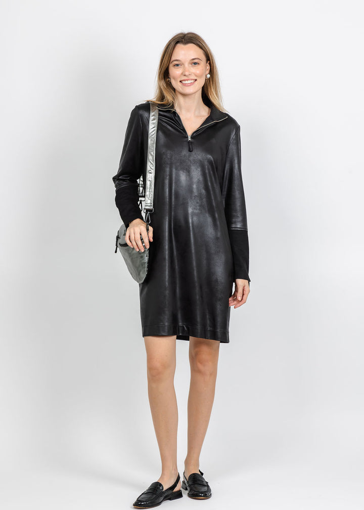 BK Vegan Zip Front Dress in Black available at Barbara Katz