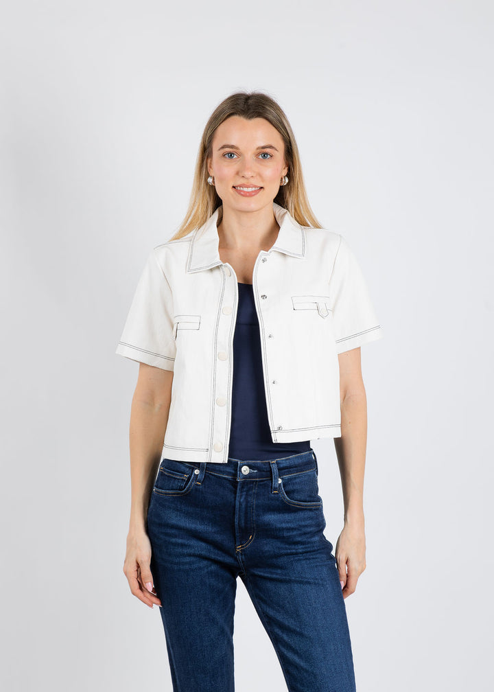 BK Vicky Vegan Cropped Jacket in Bone available at Barbara Katz