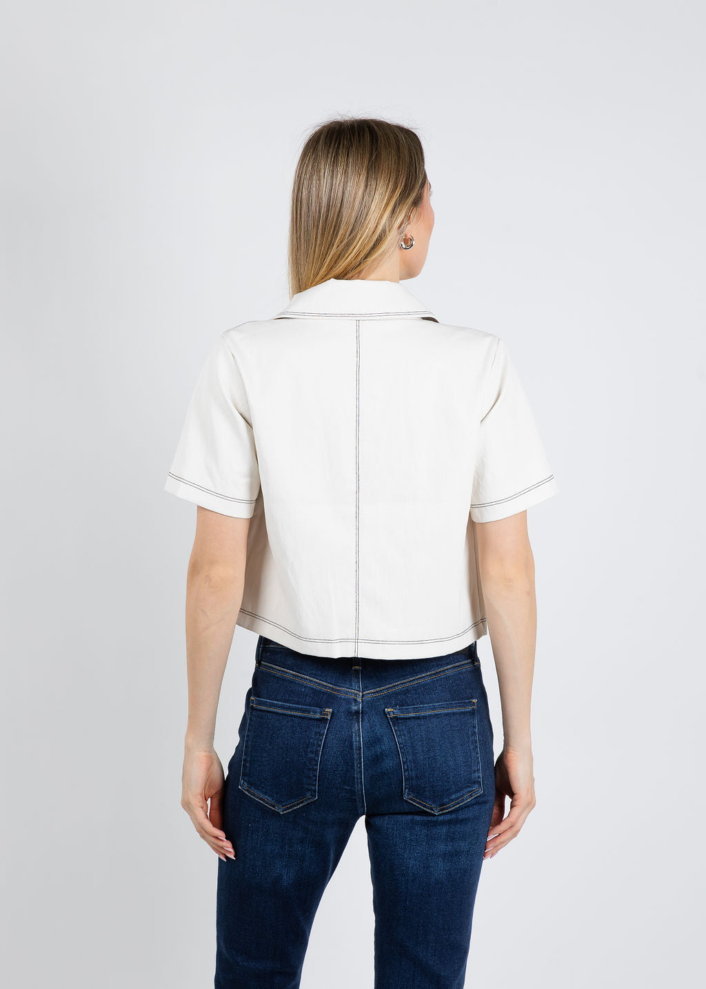 BK Vicky Vegan Cropped Jacket in Bone available at Barbara Katz