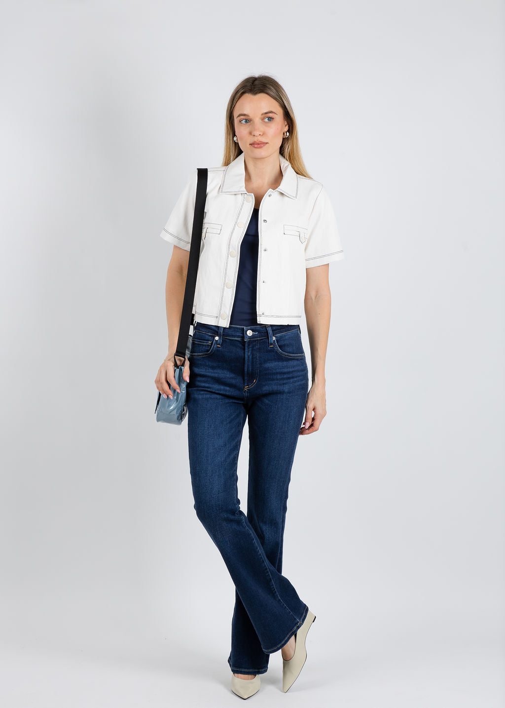 BK Vicky Vegan Cropped Jacket in Bone available at Barbara Katz