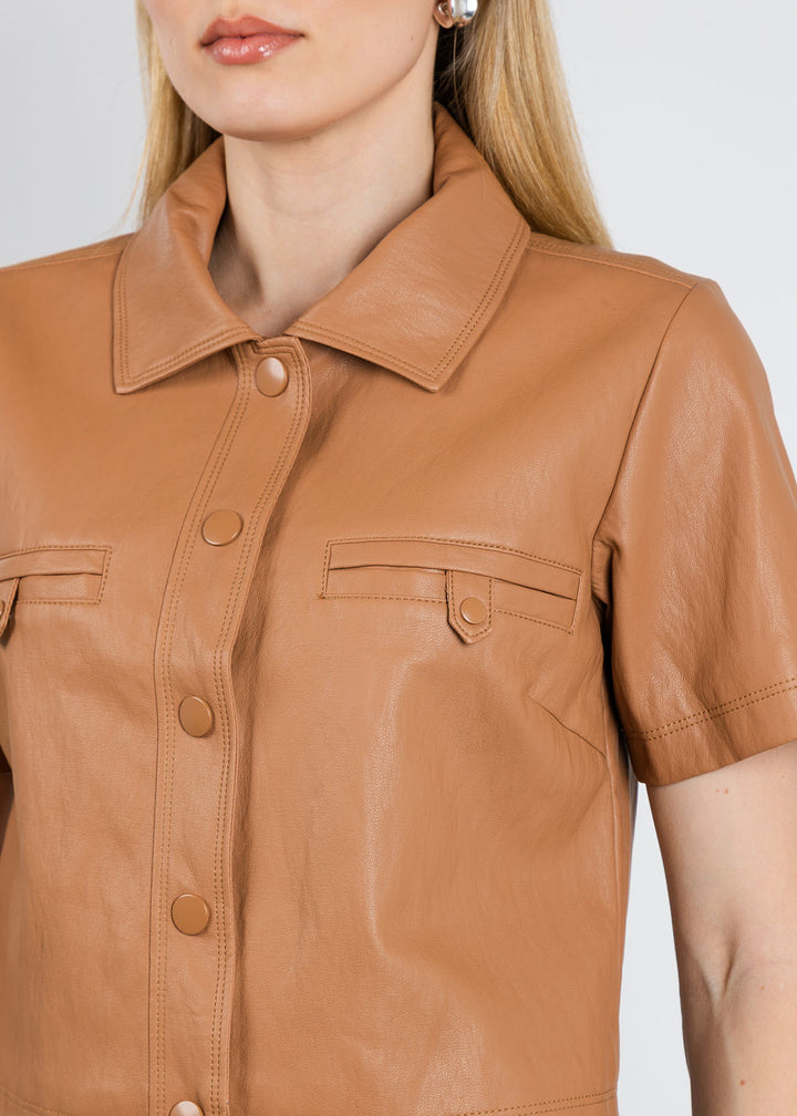 BK Vicky Vegan Cropped Jacket in Brown available at Barbara Katz