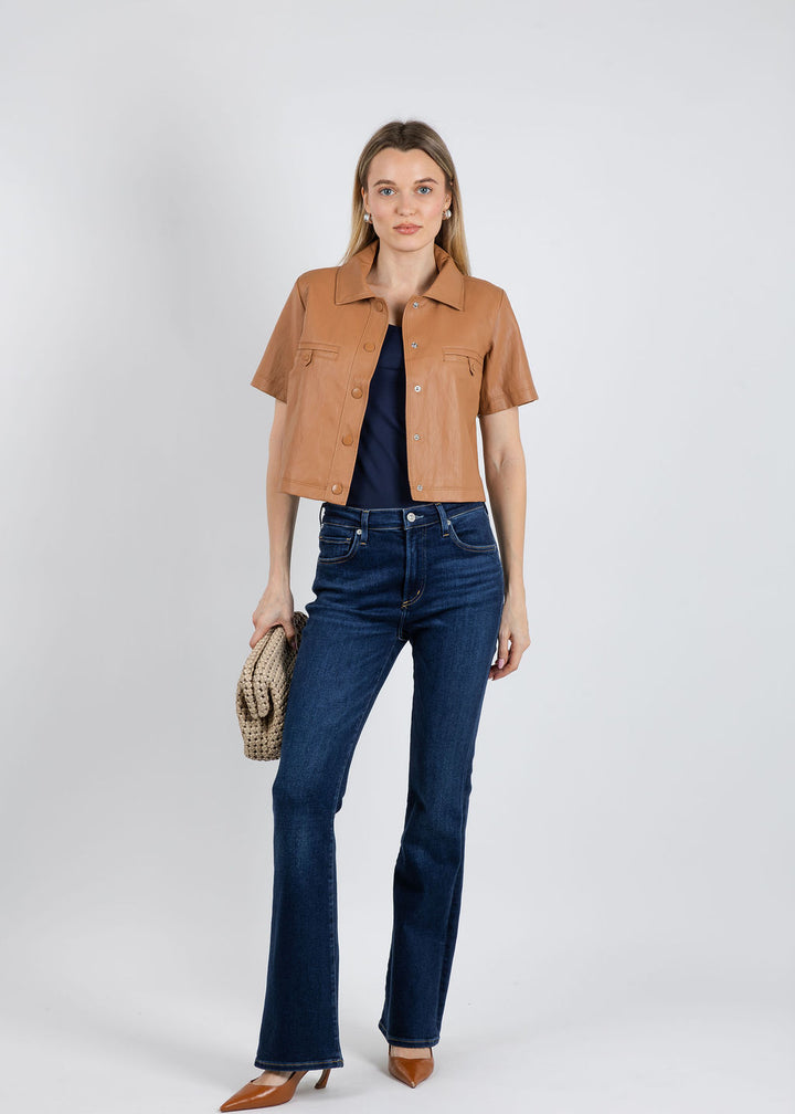 BK Vicky Vegan Cropped Jacket in Brown available at Barbara Katz