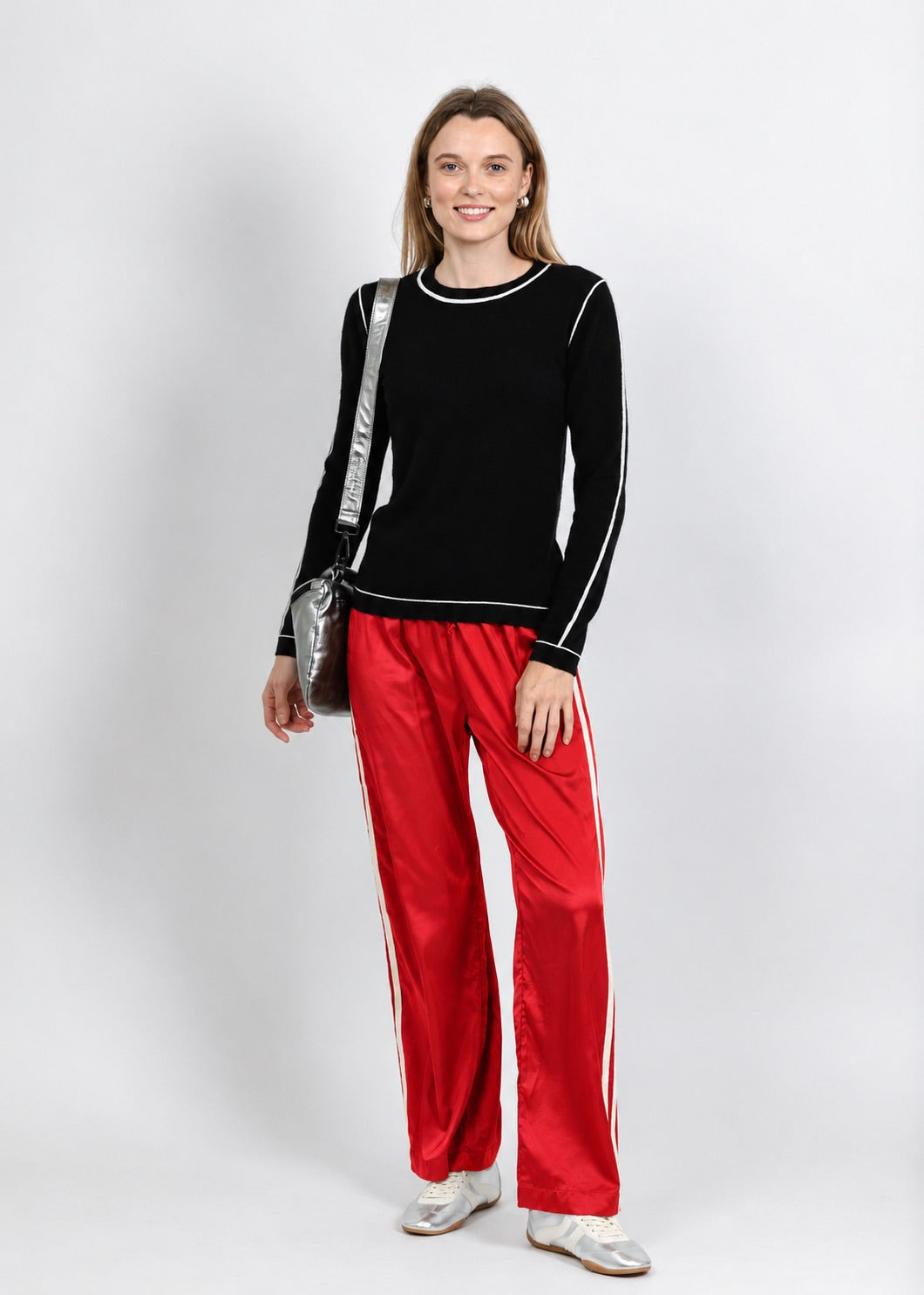 BK Vida Track Pant in Red/Cream available at Barbara Katz