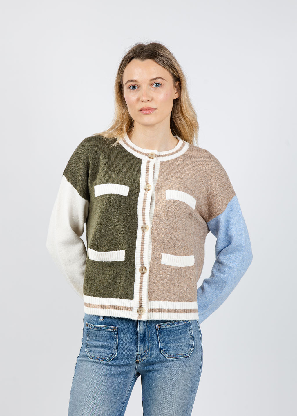 BK Wyatt Robbie Blocked Cardigan in Multi available at Barbara Katz