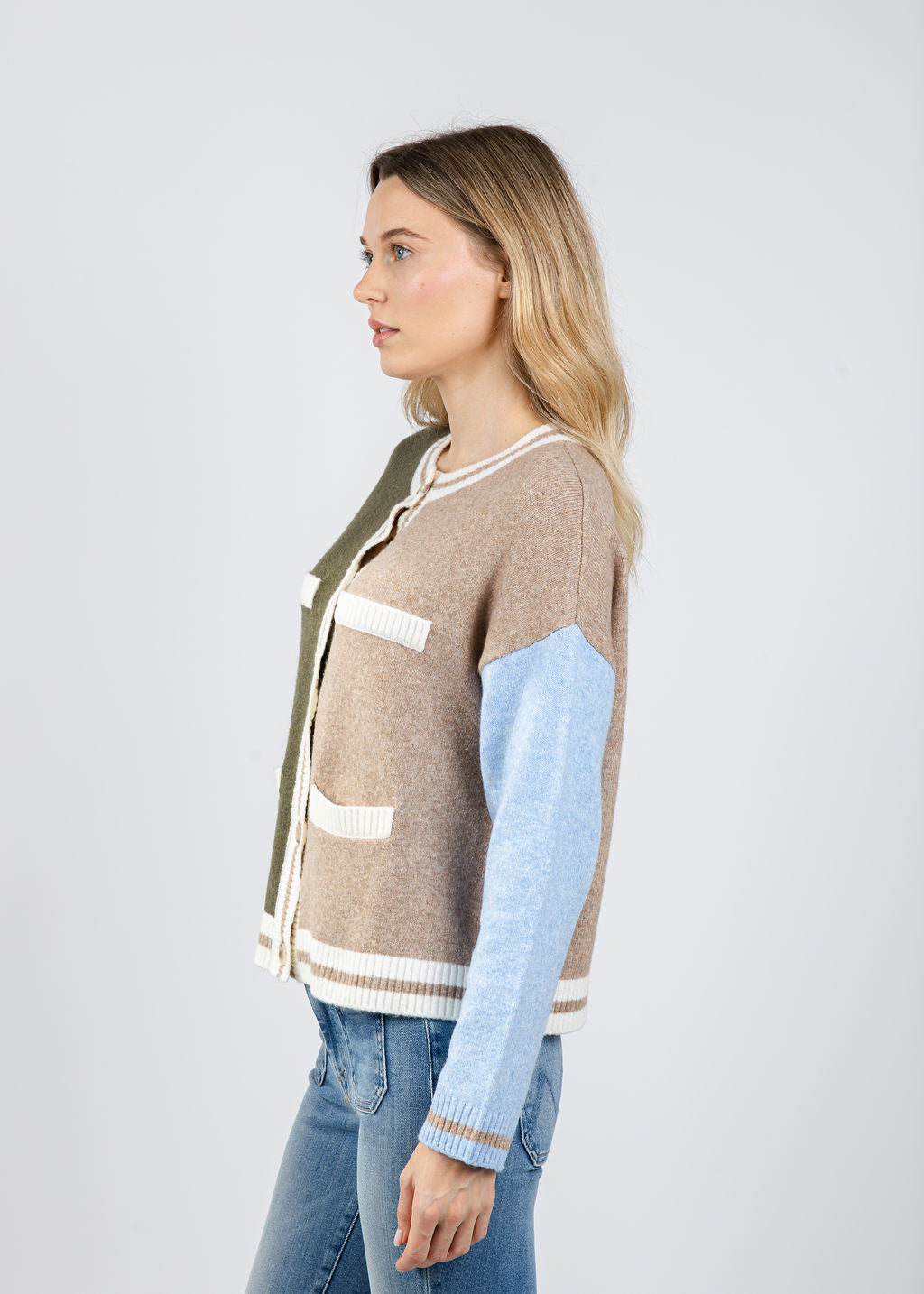 BK Wyatt Robbie Blocked Cardigan in Multi available at Barbara Katz