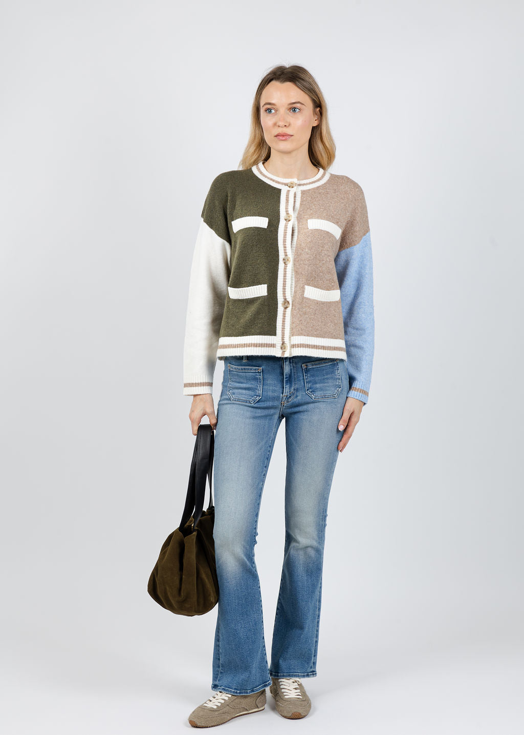 BK Wyatt Robbie Blocked Cardigan in Multi available at Barbara Katz