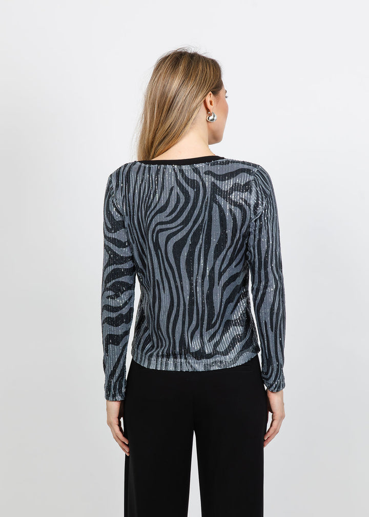 BK Zebra Metallic Top in Black available at Barbara Katz