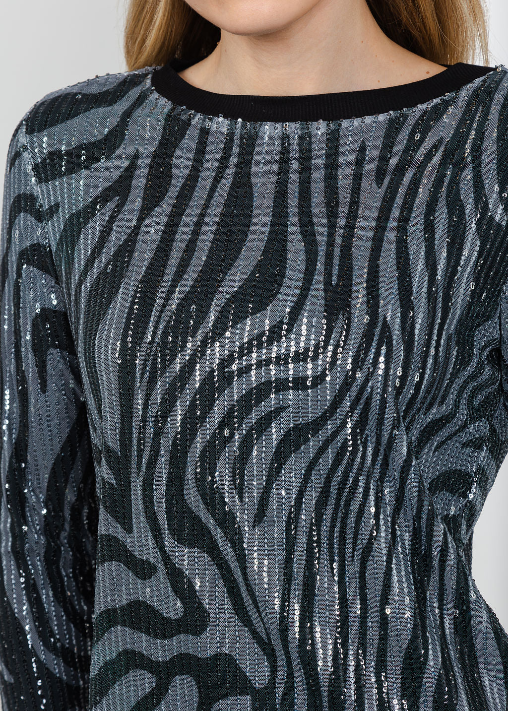 BK Zebra Metallic Top in Black available at Barbara Katz