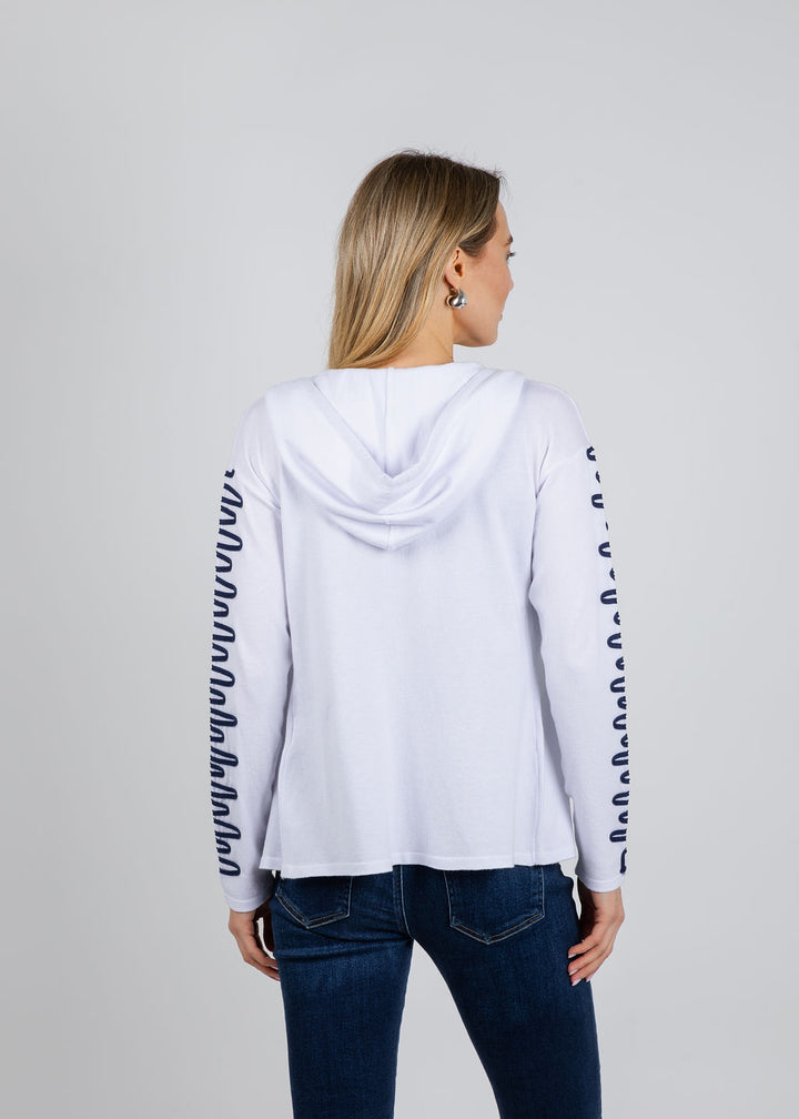 BK Zig Zag Zip Jacket in White/Navy available at Barbara Katz