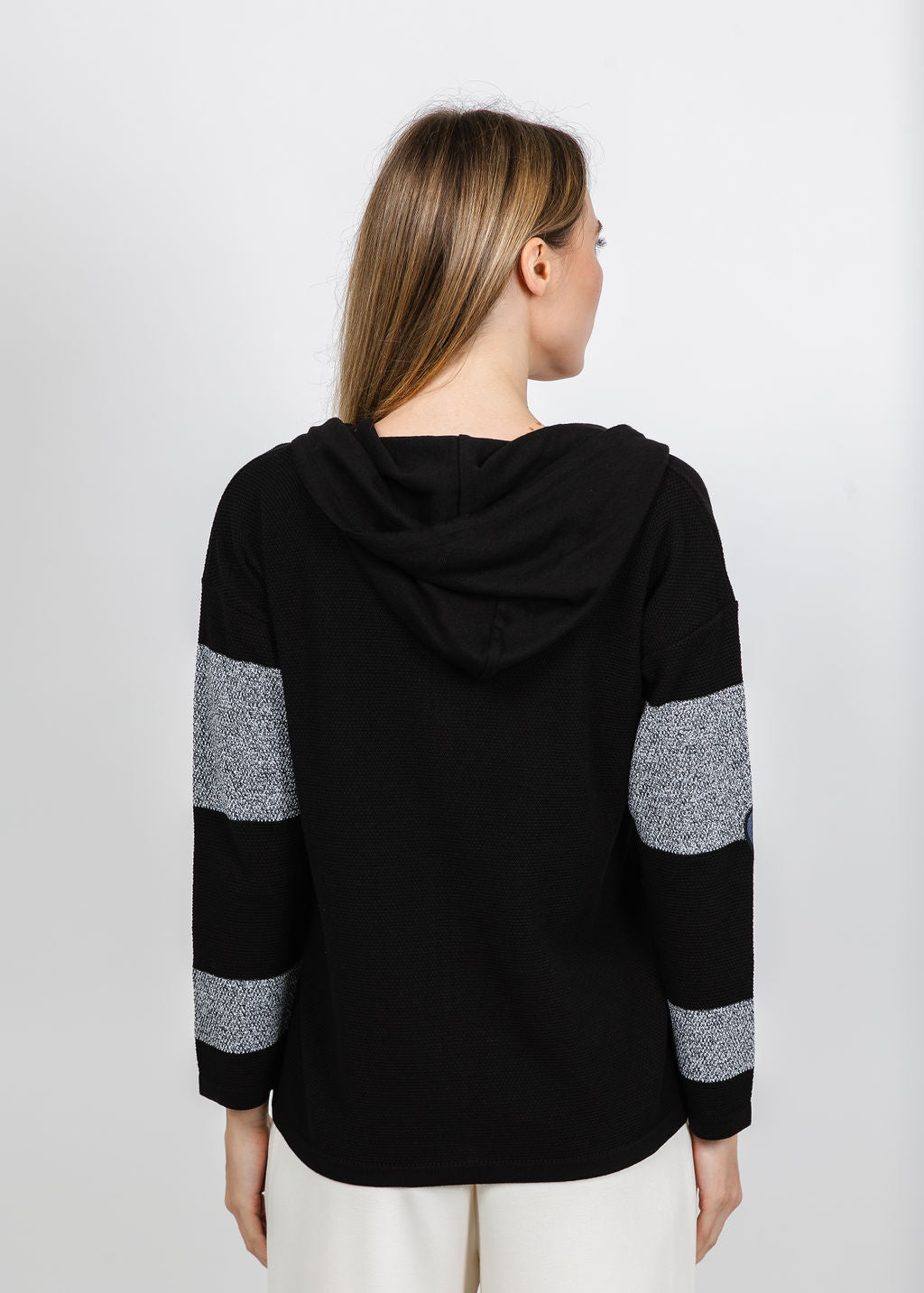 BK Zip Hoodie With Hearts in Black/Blue available at BarbaraKatz