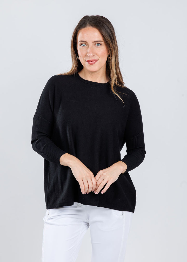 BK Sabrina Boxy Sweater in Black available at Barbara Katz