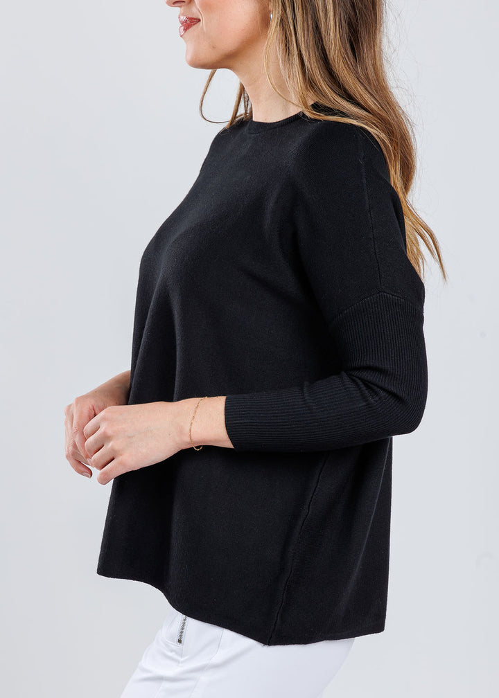 BK Sabrina Boxy Sweater in Black available at Barbara Katz