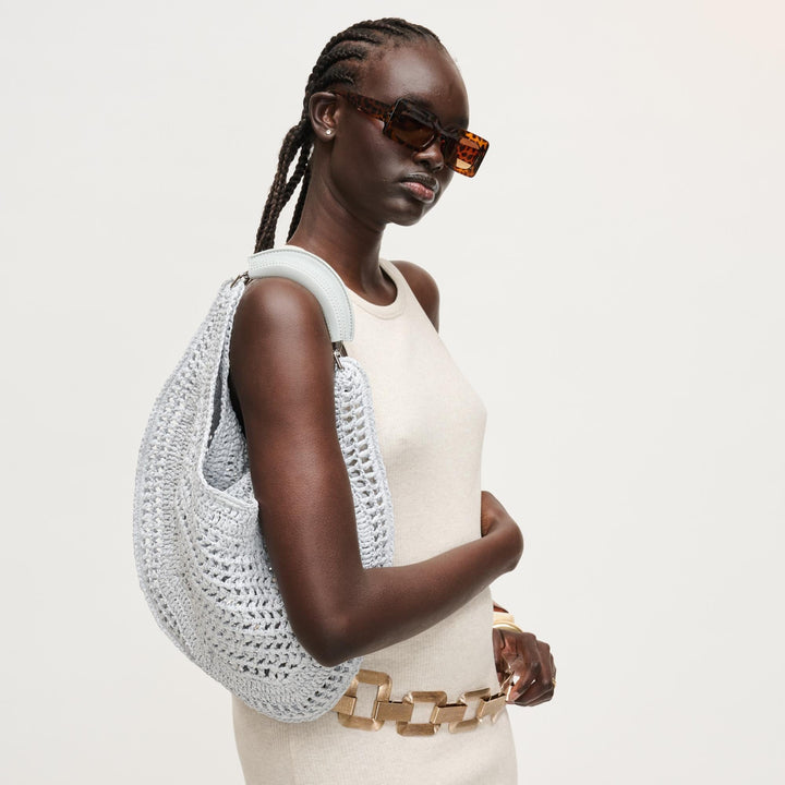 BK Handbags Camden Hobo Bag in Ice Blue available at Barbara Katz