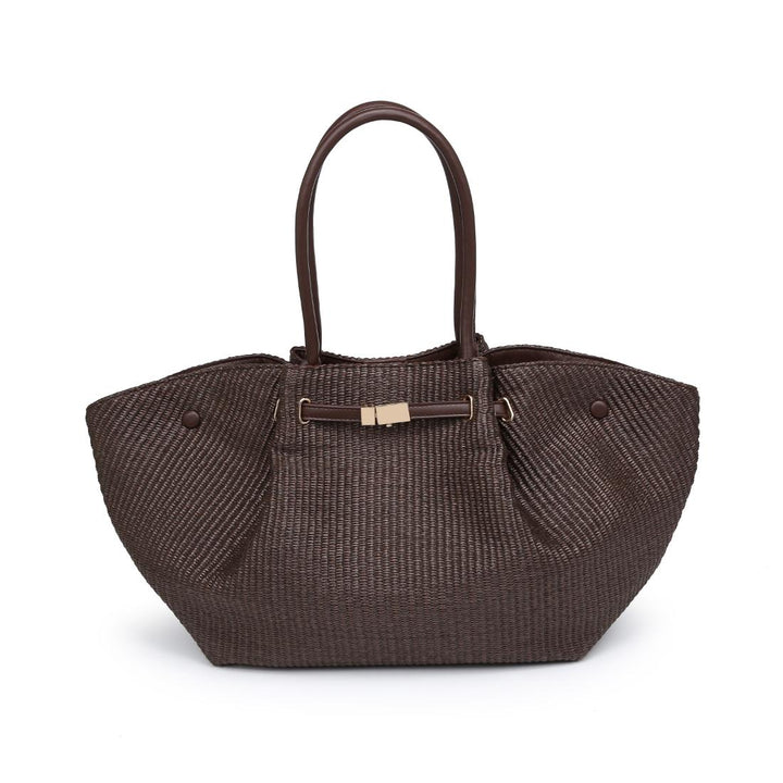 BK Handbags Kaia Straw Tote Bag in Chocolate available at Barbara Katz