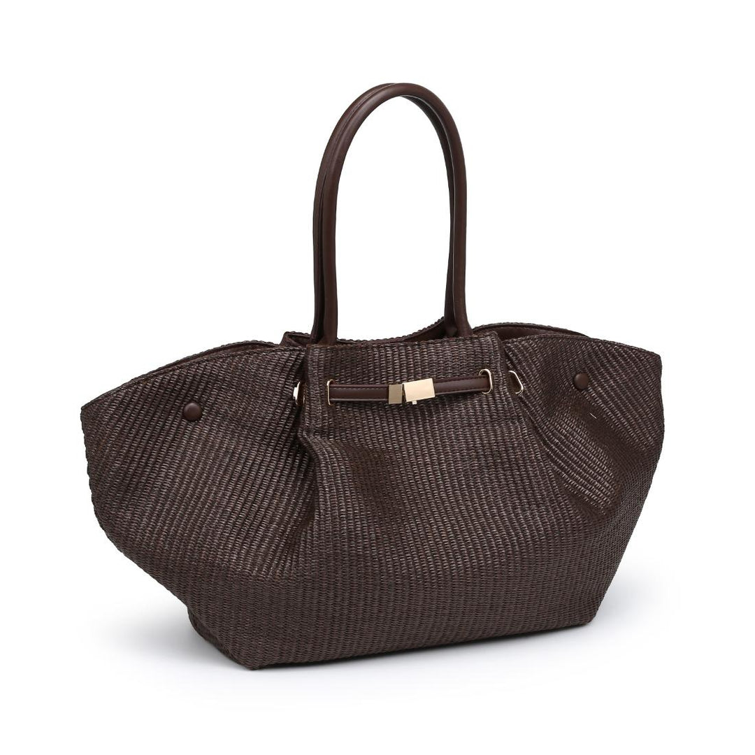BK Handbags Kaia Straw Tote Bag in Chocolate available at Barbara Katz