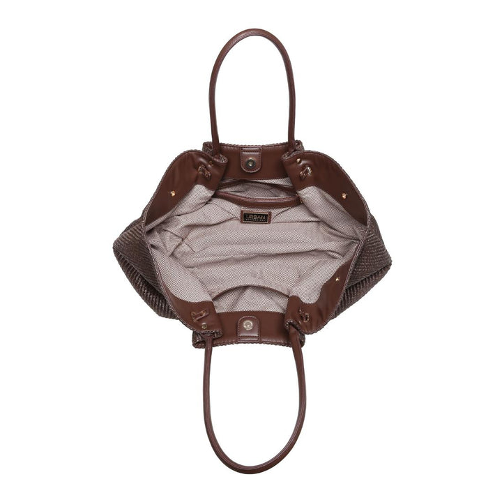 BK Handbags Kaia Straw Tote Bag in Chocolate available at Barbara Katz