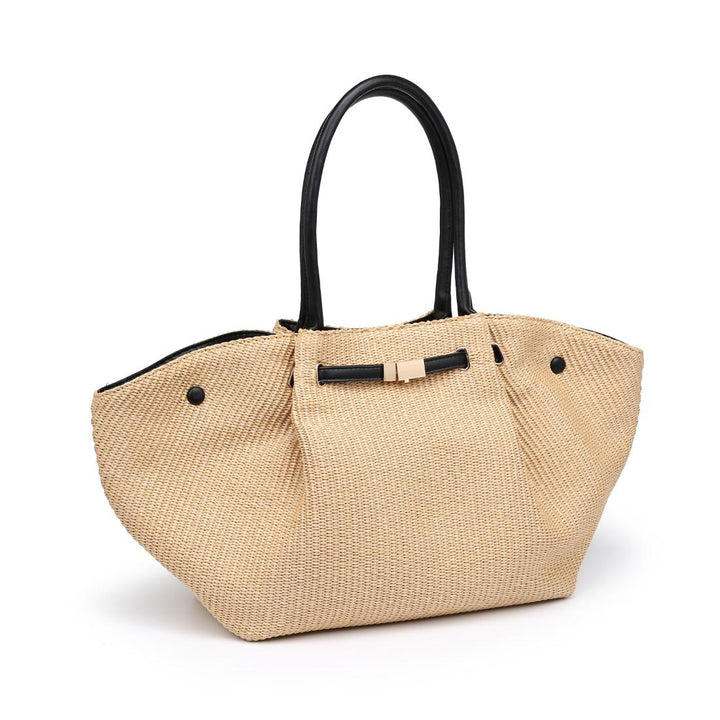 BK Handbags Kaia Straw Tote Bag in Natural/Black available at Barbara Katz