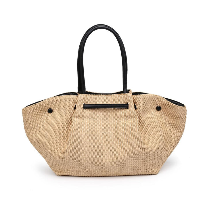 BK Handbags Kaia Straw Tote Bag in Natural/Black available at Barbara Katz